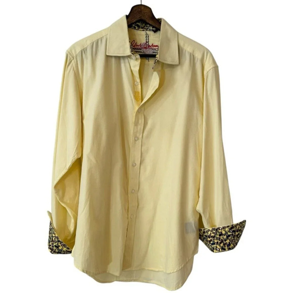 Robert Graham Butter Yellow Casual Button Down with Fun Graphic Print Size M - Picture 16 of 16